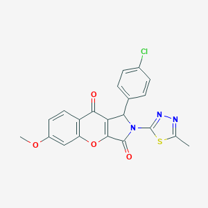 molecular formula C21H14ClN3O4S B241968 1-(4-Chlorophenyl)-6-methoxy-2-(5-methyl-1,3,4-thiadiazol-2-yl)-1,2-dihydrochromeno[2,3-c]pyrrole-3,9-dione 