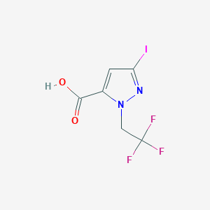 molecular formula C6H4F3IN2O2 B2419680 5-Iodo-2-(2,2,2-trifluoroethyl)pyrazole-3-carboxylic acid CAS No. 2226182-80-3