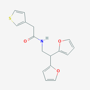 molecular formula C16H15NO3S B2419688 N-[2,2-Bis(furan-2-yl)ethyl]-2-thiophen-3-ylacetamide CAS No. 2415502-48-4