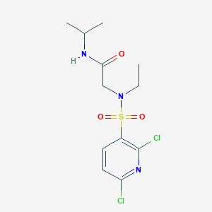 molecular formula C12H17Cl2N3O3S B2419689 2-[(2,6-dichloropyridin-3-yl)sulfonyl-ethylamino]-N-propan-2-ylacetamide CAS No. 1241019-73-7