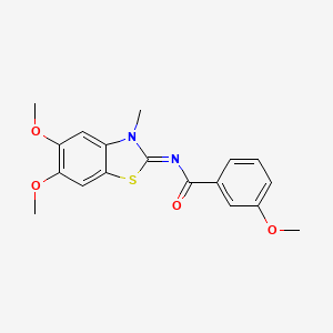 N-(5,6-dimethoxy-3-methyl-1,3-benzothiazol-2-ylidene)-3-methoxybenzamide