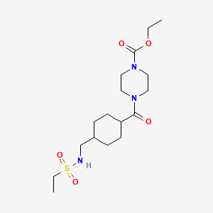 molecular formula C17H31N3O5S B2419694 Ethyl 4-(4-(ethylsulfonamidomethyl)cyclohexanecarbonyl)piperazine-1-carboxylate CAS No. 1207003-62-0