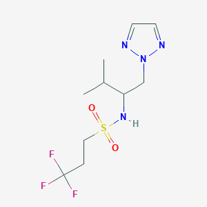 molecular formula C10H17F3N4O2S B2419695 3,3,3-trifluoro-N-(3-methyl-1-(2H-1,2,3-triazol-2-yl)butan-2-yl)propane-1-sulfonamide CAS No. 2034267-79-1
