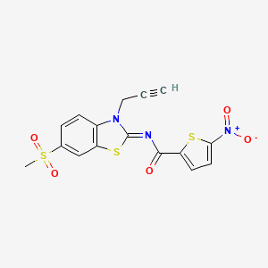 molecular formula C16H11N3O5S3 B2419696 (Z)-N-(6-(methylsulfonyl)-3-(prop-2-yn-1-yl)benzo[d]thiazol-2(3H)-ylidene)-5-nitrothiophene-2-carboxamide CAS No. 865181-74-4