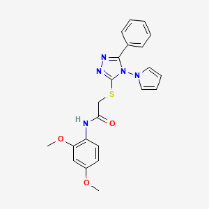 molecular formula C22H21N5O3S B2419701 N-(2,4-dimethoxyphenyl)-2-{[5-phenyl-4-(1H-pyrrol-1-yl)-4H-1,2,4-triazol-3-yl]sulfanyl}acetamide CAS No. 896296-23-4