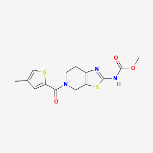 molecular formula C14H15N3O3S2 B2419704 Methyl (5-(4-methylthiophene-2-carbonyl)-4,5,6,7-tetrahydrothiazolo[5,4-c]pyridin-2-yl)carbamate CAS No. 1421499-28-6