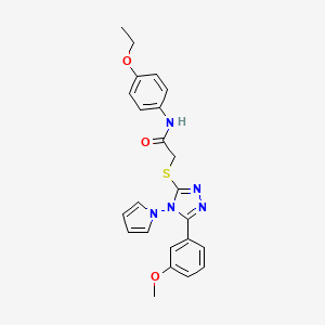 molecular formula C23H23N5O3S B2419710 N-(4-ethoxyphenyl)-2-{[5-(3-methoxyphenyl)-4-(1H-pyrrol-1-yl)-4H-1,2,4-triazol-3-yl]sulfanyl}acetamide CAS No. 896317-80-9