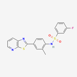 molecular formula C19H14FN3O2S2 B2419711 3-fluoro-N-(2-methyl-4-(thiazolo[5,4-b]pyridin-2-yl)phenyl)benzenesulfonamide CAS No. 896679-25-7