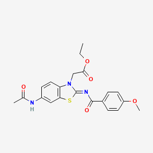 molecular formula C21H21N3O5S B2419712 (Z)-ethyl 2-(6-acetamido-2-((4-methoxybenzoyl)imino)benzo[d]thiazol-3(2H)-yl)acetate CAS No. 865248-49-3