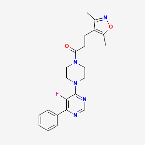 3-(3,5-Dimethyl-1,2-oxazol-4-yl)-1-[4-(5-fluoro-6-phenylpyrimidin-4-yl)piperazin-1-yl]propan-1-one
