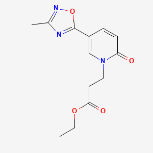 molecular formula C13H15N3O4 B2419717 ethyl 3-[5-(3-methyl-1,2,4-oxadiazol-5-yl)-2-oxopyridin-1(2H)-yl]propanoate CAS No. 1396863-10-7