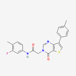 molecular formula C22H18FN3O2S B2419720 N-(3-fluoro-4-methylphenyl)-2-[7-(4-methylphenyl)-4-oxothieno[3,2-d]pyrimidin-3(4H)-yl]acetamide CAS No. 1207002-53-6