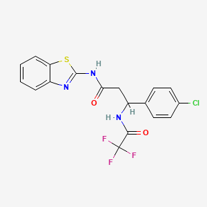 molecular formula C18H13ClF3N3O2S B2419722 N-(1,3-benzothiazol-2-yl)-3-(4-chlorophenyl)-3-[(2,2,2-trifluoroacetyl)amino]propanamide CAS No. 685107-85-1