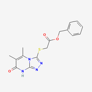 molecular formula C16H16N4O3S B2419726 Benzyl 2-((5,6-dimethyl-7-oxo-7,8-dihydro-[1,2,4]triazolo[4,3-a]pyrimidin-3-yl)thio)acetate CAS No. 891133-74-7