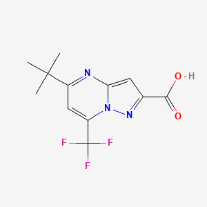 molecular formula C12H12F3N3O2 B2419738 5-Tert-butyl-7-(trifluoromethyl)pyrazolo[1,5-a]pyrimidine-2-carboxylic acid CAS No. 505054-57-9