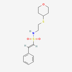 (E)-2-phenyl-N-(2-((tetrahydro-2H-pyran-4-yl)thio)ethyl)ethenesulfonamide