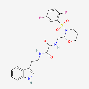 molecular formula C23H24F2N4O5S B2419746 N1-(2-(1H-indol-3-yl)ethyl)-N2-((3-((2,5-difluorophenyl)sulfonyl)-1,3-oxazinan-2-yl)methyl)oxalamide CAS No. 872976-66-4