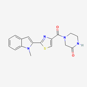 molecular formula C17H16N4O2S B2419754 4-(2-(1-methyl-1H-indol-2-yl)thiazole-4-carbonyl)piperazin-2-one CAS No. 1170158-36-7