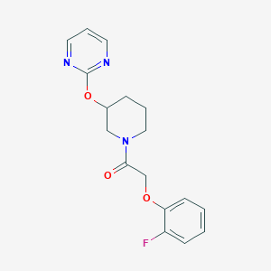 molecular formula C17H18FN3O3 B2419755 2-(2-Fluorophenoxy)-1-(3-(pyrimidin-2-yloxy)piperidin-1-yl)ethanone CAS No. 2034576-17-3