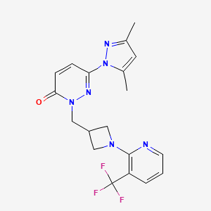 molecular formula C19H19F3N6O B2419764 6-(3,5-dimethyl-1H-pyrazol-1-yl)-2-({1-[3-(trifluoromethyl)pyridin-2-yl]azetidin-3-yl}methyl)-2,3-dihydropyridazin-3-one CAS No. 2176201-13-9