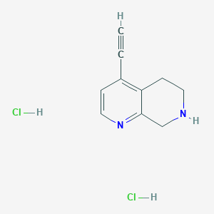 molecular formula C10H12Cl2N2 B2419771 4-乙炔基-5,6,7,8-四氢-1,7-萘啶；二盐酸盐 CAS No. 2416237-29-9