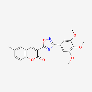 molecular formula C21H18N2O6 B2419772 6-methyl-3-[3-(3,4,5-trimethoxyphenyl)-1,2,4-oxadiazol-5-yl]-2H-chromen-2-one CAS No. 931697-63-1