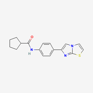 molecular formula C17H17N3OS B2419776 N-(4-(咪唑并[2,1-b]噻唑-6-基)苯基)环戊烷甲酰胺 CAS No. 771502-94-4