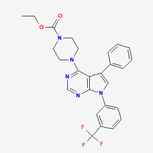 molecular formula C26H24F3N5O2 B2419782 ethyl 4-{5-phenyl-7-[3-(trifluoromethyl)phenyl]-7H-pyrrolo[2,3-d]pyrimidin-4-yl}piperazine-1-carboxylate CAS No. 477242-45-8