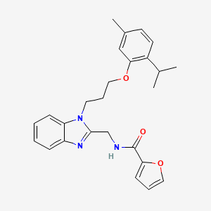 molecular formula C26H29N3O3 B2419784 2-furyl-N-[(1-{3-[5-methyl-2-(methylethyl)phenoxy]propyl}benzimidazol-2-yl)met hyl]carboxamide CAS No. 920116-83-2