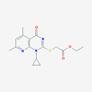 Ethyl 2-((1-cyclopropyl-5,7-dimethyl-4-oxo-1,4-dihydropyrido[2,3-d]pyrimidin-2-yl)thio)acetate