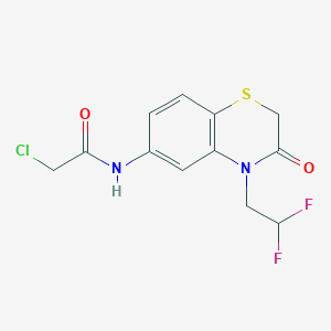 molecular formula C12H11ClF2N2O2S B2419811 2-Chloro-N-[4-(2,2-difluoroethyl)-3-oxo-1,4-benzothiazin-6-yl]acetamide CAS No. 2411218-78-3