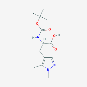 molecular formula C13H21N3O4 B2419815 2-{[(tert-butoxy)carbonyl]amino}-3-(1,5-dimethyl-1H-pyrazol-4-yl)propanoic acid CAS No. 1379838-29-5