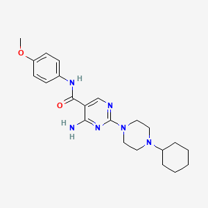 molecular formula C22H30N6O2 B2419817 4-amino-2-(4-cyclohexylpiperazin-1-yl)-N-(4-methoxyphenyl)pyrimidine-5-carboxamide CAS No. 1251589-83-9