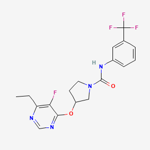 molecular formula C18H18F4N4O2 B2419819 3-((6-乙基-5-氟嘧啶-4-基)氧基)-N-(3-(三氟甲基)苯基)吡咯烷-1-甲酰胺 CAS No. 2034469-60-6