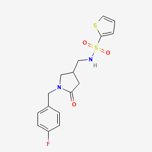molecular formula C16H17FN2O3S2 B2419822 N-((1-(4-fluorobenzyl)-5-oxopyrrolidin-3-yl)methyl)thiophene-2-sulfonamide CAS No. 954695-28-4