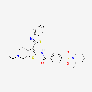 N-(3-(benzo[d]thiazol-2-yl)-6-ethyl-4,5,6,7-tetrahydrothieno[2,3-c]pyridin-2-yl)-4-((2-methylpiperidin-1-yl)sulfonyl)benzamide