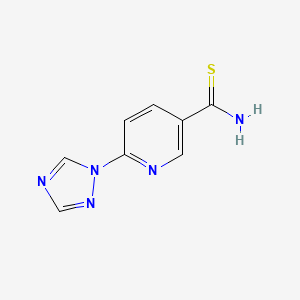 molecular formula C8H7N5S B2419829 6-(1,2,4-Triazol-1-yl)pyridine-3-carbothioamide CAS No. 883049-50-1