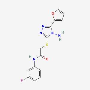 molecular formula C14H12FN5O2S B2419831 2-{[4-amino-5-(furan-2-yl)-4H-1,2,4-triazol-3-yl]sulfanyl}-N-(3-fluorophenyl)acetamide CAS No. 573706-11-3