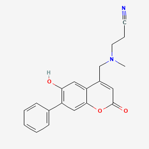 molecular formula C20H18N2O3 B2419837 3-(((6-羟基-2-氧代-7-苯基-2H-色烯-4-基)甲基)(甲基)氨基)丙腈 CAS No. 859130-92-0