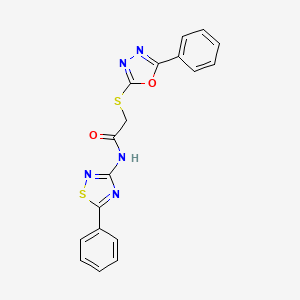 molecular formula C18H13N5O2S2 B2419840 N-(5-PHENYL-1,2,4-THIADIAZOL-3-YL)-2-[(5-PHENYL-1,3,4-OXADIAZOL-2-YL)SULFANYL]ACETAMIDE CAS No. 827014-29-9