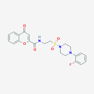 molecular formula C22H22FN3O5S B2419848 N-(2-((4-(2-fluorophenyl)piperazin-1-yl)sulfonyl)ethyl)-4-oxo-4H-chromene-2-carboxamide CAS No. 904828-60-0
