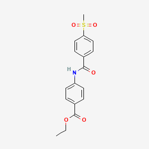molecular formula C17H17NO5S B2419849 4-(4-(甲基磺酰基)苯甲酰胺基)苯甲酸乙酯 CAS No. 896348-61-1