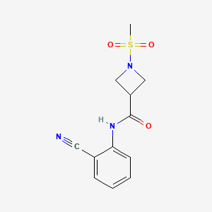 molecular formula C12H13N3O3S B2419850 N-(2-cyanophenyl)-1-(methylsulfonyl)azetidine-3-carboxamide CAS No. 1428364-69-5