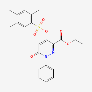 molecular formula C22H22N2O6S B2419851 Ethyl 6-oxo-1-phenyl-4-(((2,4,5-trimethylphenyl)sulfonyl)oxy)-1,6-dihydropyridazine-3-carboxylate CAS No. 886951-19-5