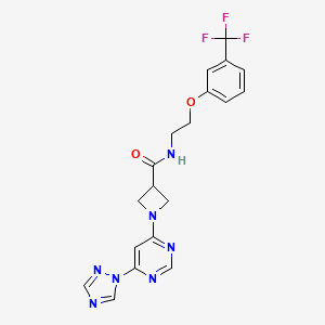 molecular formula C19H18F3N7O2 B2419856 1-(6-(1H-1,2,4-triazol-1-yl)pyrimidin-4-yl)-N-(2-(3-(trifluoromethyl)phenoxy)ethyl)azetidine-3-carboxamide CAS No. 2178773-86-7