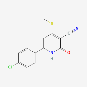 molecular formula C13H9ClN2OS B2419867 6-(4-Chlorophenyl)-4-(methylsulfanyl)-2-oxo-1,2-dihydro-3-pyridinecarbonitrile CAS No. 68192-59-6