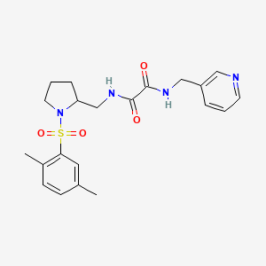 molecular formula C21H26N4O4S B2419893 N1-((1-((2,5-dimethylphenyl)sulfonyl)pyrrolidin-2-yl)methyl)-N2-(pyridin-3-ylmethyl)oxalamide CAS No. 896287-52-8