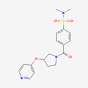 molecular formula C18H21N3O4S B2419894 N,N-dimethyl-4-(3-(pyridin-4-yloxy)pyrrolidine-1-carbonyl)benzenesulfonamide CAS No. 2034494-71-6