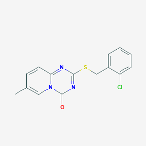 molecular formula C15H12ClN3OS B2419905 2-[(2-Chlorophenyl)methylsulfanyl]-7-methylpyrido[1,2-a][1,3,5]triazin-4-one CAS No. 896326-52-6