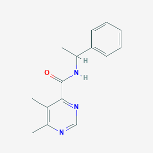 molecular formula C15H17N3O B2419917 5,6-Dimethyl-N-(1-phenylethyl)pyrimidine-4-carboxamide CAS No. 2415518-64-6